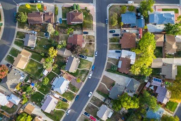 Suburban neighborhood from above